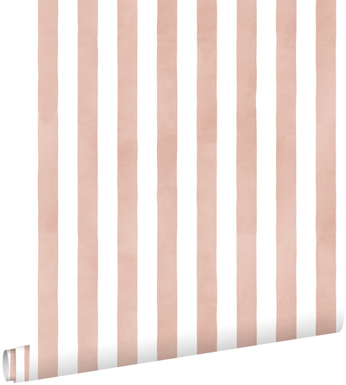 ESTAhome behang strepen terracotta roze en wit - 53 cm x 10.05 m - 131307 - vtwonen shop