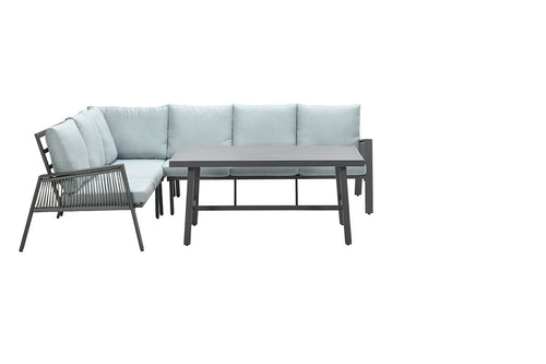 Andrea lounge-diningset - 4-delig - links - carbon black - mint grey