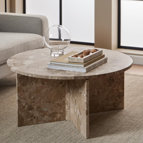 Loff Design Salontafel Jukaa - ø90 cm - Beige Marmer - vtwonen shop