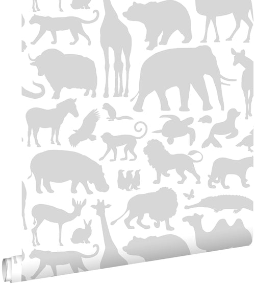 ESTAhome behang dieren grijs - 53 cm x 10.05 m - 139054