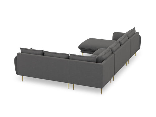 Cosmopolitan Design Panoramische hoekbank rechts Vienna 7-zits, structurele stof, donkergrijs - 235x330x95cm