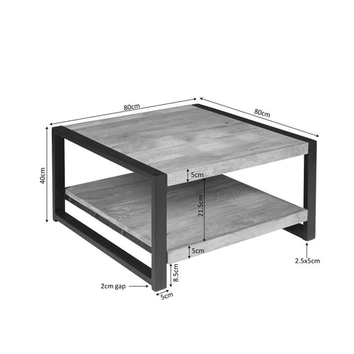 Starfurn Salontafel Britt - Vierkant Naturel Hout - 80x80x40cm