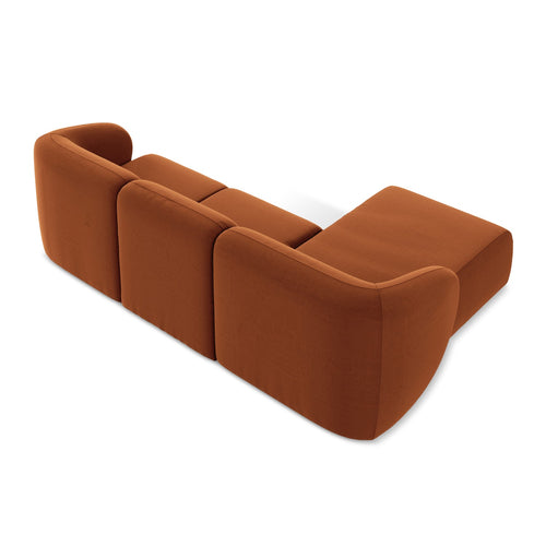 LaMiaSofa hoekbank links Cervo - velours - terracotta - 248x166x77