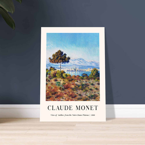 Artfulprints Poster met Lijst Claude Monet - View of Antibes, from the Notre-Dame Plateau   - A4 21x29.7 cm - Blauw
