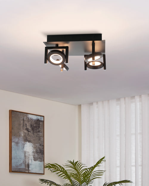 EGLO opbouwspot Trastanello - led - 4 lichts - zwart - vtwonen shop