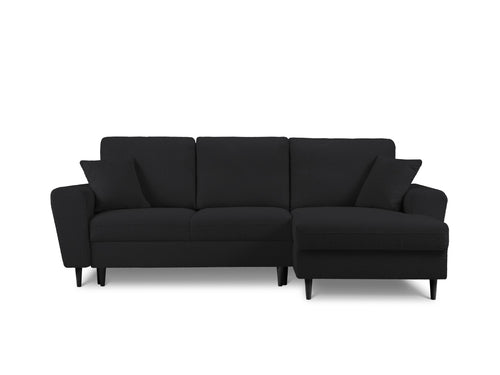 Cosmopolitan Design Converteerbare hoekbank rechts met opbergdoos Kyoto 4-zits, boucle, zwart - 145x241x88cm