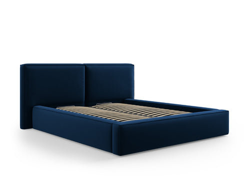 Micadoni Opbergbed met hoofdeinde Jodie 160x200cm, flueel, koningsblauw - 228x214x108cm