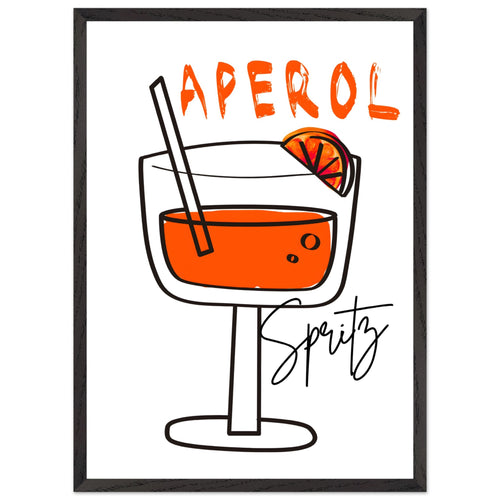 Artfulprints Poster met Lijst Aperol Spritz - Minimalistic   - 50x70 cm - Oranje