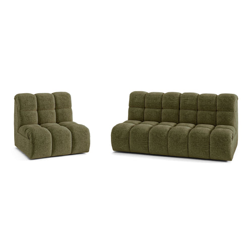 Premium Interiors - Bank SEVEN - bouclé-stof  olijfgroen 243cm