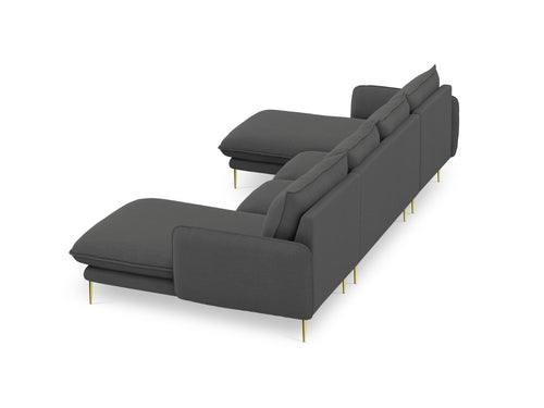 Cosmopolitan Design Panoramische bank Vienna 6-zits, structurele stof, donkergrijs - 170x350x95cm