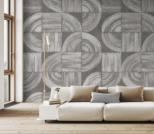 Sanders & Sanders fotobehang grafische lijnen grijs - 212 x 280 cm - 640871
