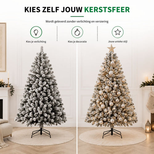 Black Box Trees Alderfen Kunstkerstboom met Sneeuw - Kerstboom H210 x Ø137 cm - Kunstboom met 771 Tips en Standaard - Frosted
