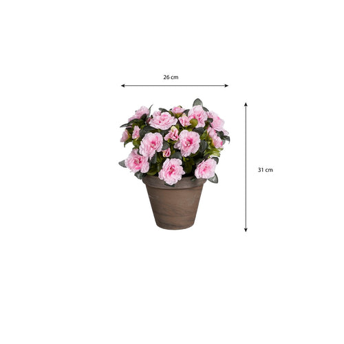Mica Decorations Azalea Kunstplant in Bloempot Stan - H31 x Ø26 cm - Roze