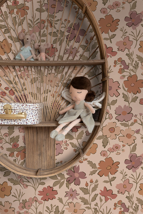 ESTAhome behang bloemetjes terracotta roze - 53 cm x 10.05 m - 131321 - vtwonen shop