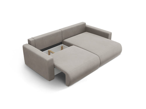 Cosmopolitan Design Omkeerbare converteerbare hoekbank met opbergdoos Belfast 3-zits, flueel concreet - 149x240x84cm