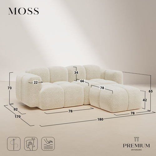 Premium Interiors - Modulaire bank MOSS - fluweel met structuur  180cm