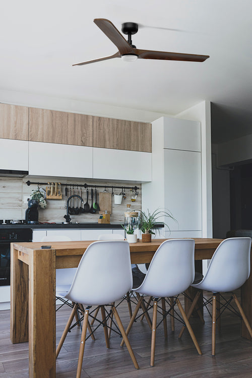 Faro HEYWOOD Grote led-zwart, donker hout DC-plafondventilator met 6 snelheden