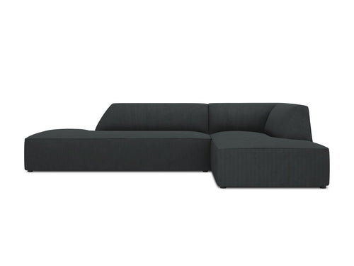 Micadoni rechter hoekbank Ruby 4-zits, ribfluwelen, zwart - 180x273x69cm