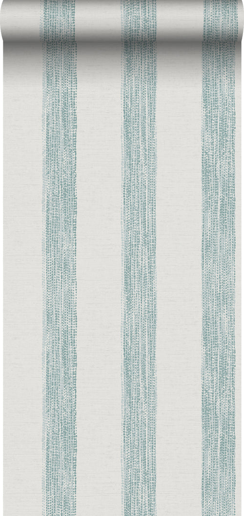 Sanders & Sanders behang geschilderde strepen blauwgroen en wit - 53 cm x 10,05 m - 640758