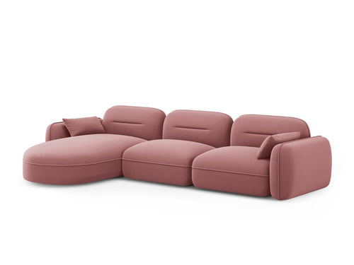 Cosmopolitan Design Modulaire hoekbank links Sydney 4-zits, flueel, zalm - 165x320x70cm