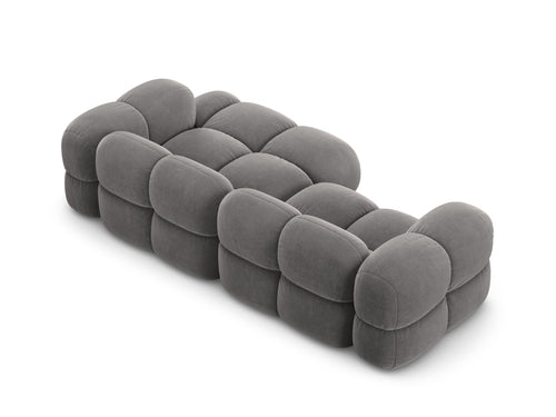 Cosmopolitan Design rechter hoekbank Loretto 3-zits, flueel grijs - 147x250x68cm