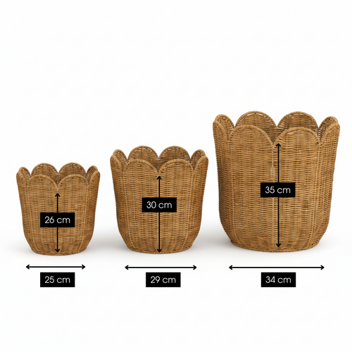 Mica Decorations Opbergmand met Handvatten - Set van 3 Opbergmanden - Woondecoratie en Opbergen - H26 x Ø25 cm, H30 x Ø29 cm en H35 x Ø34 cm - Bruin