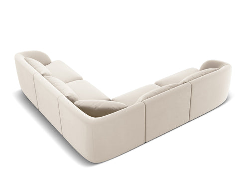 Cosmopolitan Design Symmetrische hoekbank Tulum 5-zits, flueel, lichtbeige - 255x255x70cm