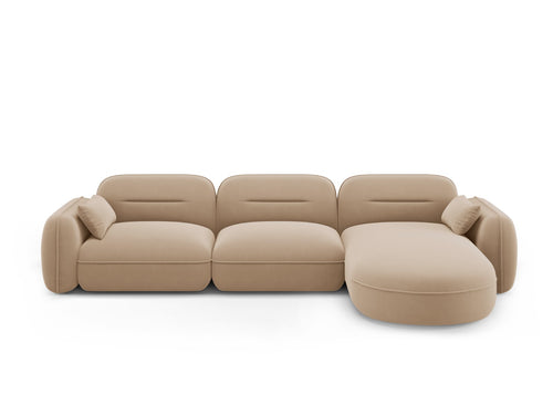 Cosmopolitan Design Modulaire hoekbank rechts Sydney 4-zits, flueel, zand - 165x320x70cm
