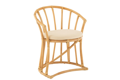 J-Line stoel + kussen - jute/textiel - naturel/wit