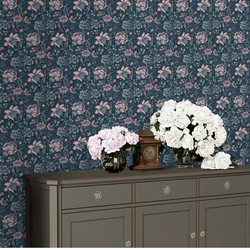 Laura Ashley Vliesbehang - Portia Dark Seaspray - 10mx52cm - vtwonen shop