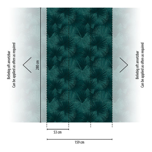 Livingwalls fotobehang jungle-motief petrolblauw - 159 x 280 cm - AS-391841 - vtwonen shop
