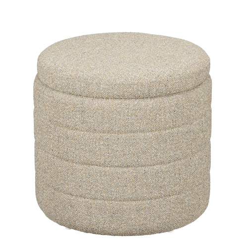 Mica Decorations Poef met Opbergruimte - H41 x  Ø42 cm - Beige