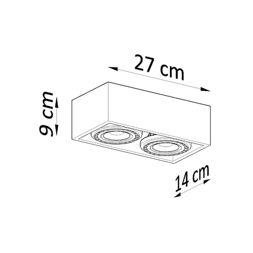 Sollux Lighting Plafondlamp QUATRO 2 beton - 27x14x9cm