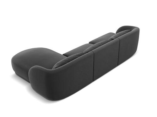 Cosmopolitan Design rechter hoekbank Tulum 4-zits, flueel, grijs - 156x255x70cm
