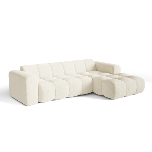 Premium Interiors - Rechthoekige hoekbank BLOOM - bouclette crème 290cm