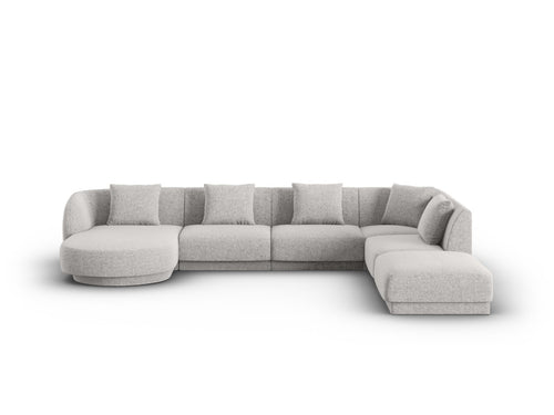 Cosmopolitan Design Panoramische hoekbank rechts Tulum 6-zits, chenille, lichtgrijs - 255x330x70cm