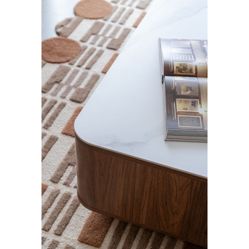 Housecraft Living Almira Salontafel 120x60 cm Hout/ Marmerlook Walnootkleur - Bruin