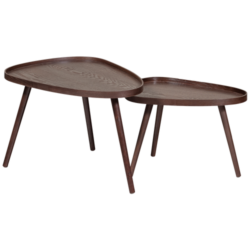 WOOOD bijzettafels Nissa - Walnoot - Set van 2 - 39x71x52