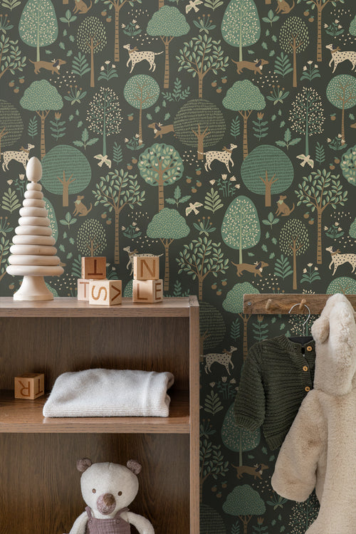 ESTAhome behang honden donkergroen - 50 x 900 cm - 139713 - vtwonen shop