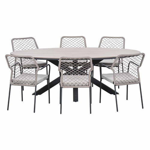 Garden Impressions Tuinset Ross 7-delig - Tulli tuintafel ovaal 220x115 cm