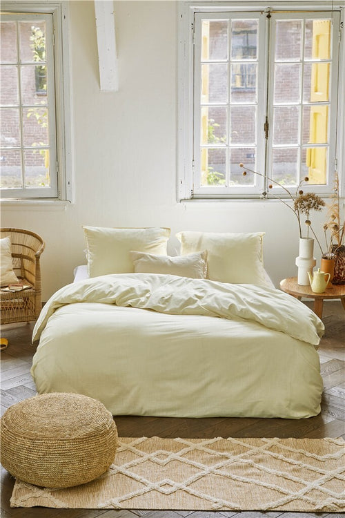 Walra - Dekbedovertrek Vintage Cotton - 140x220 cm - Geel
