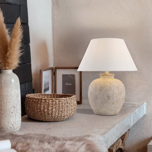 HOME DELUXE Kleine stenen tafellamp LENE - Wit - vtwonen shop