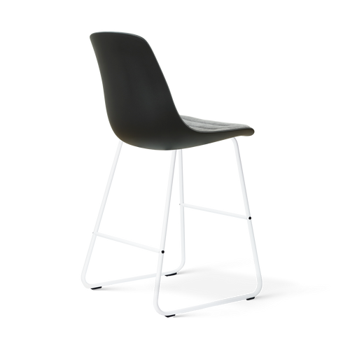 Nolon Nino-Liv barkruk zwart met zeegrijs zitkussen - wit onderstel - 65 cm - vtwonen shop