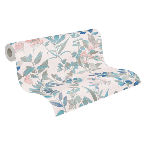 Livingwalls behang bloemmotief beige en blauw - 53 cm x 10.05 m - AS-391712