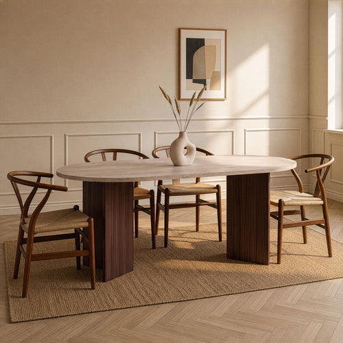 Calicosy - Eettafel met afgeronde randen SABLE - 89,5x180x75 cm
