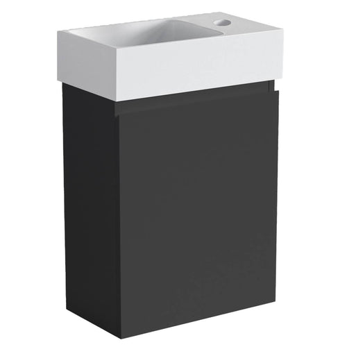 LOMAZOO toiletmeubel Malibu - witte wastafel - mat zwart