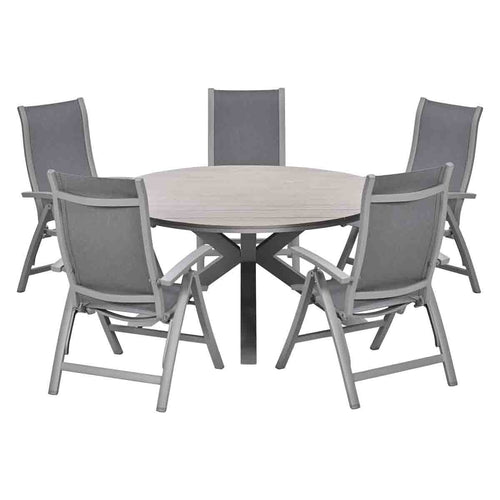 Garden Impressions Tuinset Hilly 6-delig taupe verstelbaar - Tulli tuintafel