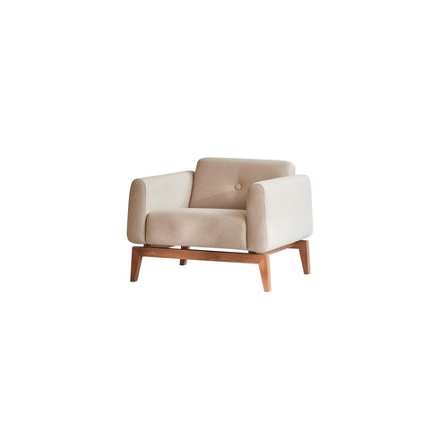 Tikamoon Fauteuil van massief eiken en ecru stof - Beige