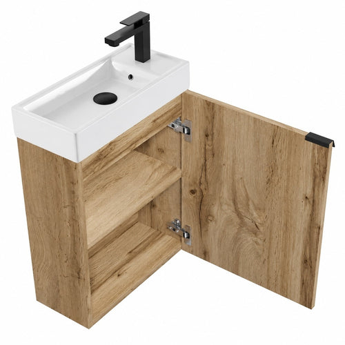 Badplaats Toiletmeubel Keno 50 x 23 cm – Eiken – Fonteinmeubel met Wastafel