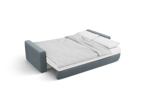 Cosmopolitan Design Omkeerbare converteerbare hoekbank met opbergdoos Belfast 3-zits, flueel blauw grijs - 149x240x84cm